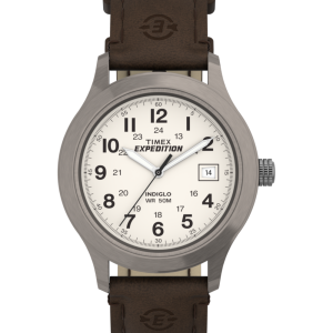 Expedition Metal Field 37mm Leather Strap Watch