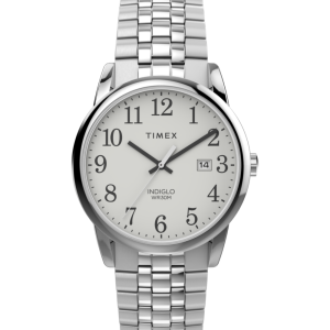 Easy Reader 38mm Stainless Steel Expansion Band Watch with Perfect Fit