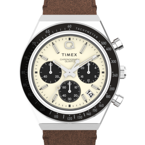 Q Timex Chronograph 40mm Leather Strap Watch