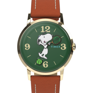 Peanuts x Timex Marlin Hand-Wound Snoopy Tennis 34mm Leather Strap Watch