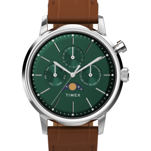 Marlin  Moon Phase 40mm Leather Strap Watch