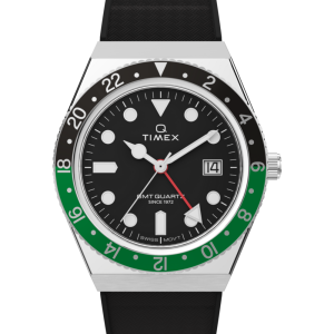 Q Timex  GMT 38mm Synthetic Rubber Strap Watch