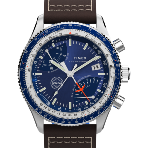 Pan Am® x Timex Fly-Back Chronograph 43mm Leather Strap Watch 