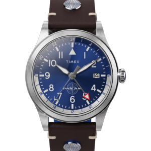 Pan Am  x Timex Waterbury GMT 39mm Leather Strap Watch