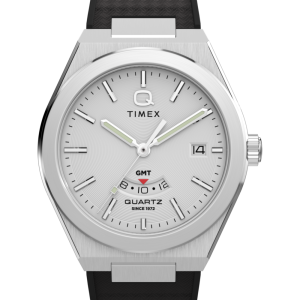 Q Timex  Continental GMT 39mm Synthetic Rubber Strap Watch