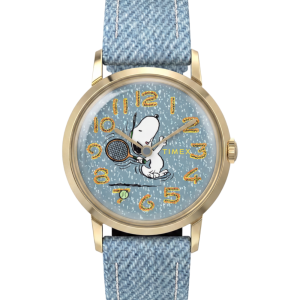 Peanuts x Timex Marlin 1965 Reissue Inspired Snoopy Tennis 34mm Fabric Strap Watch