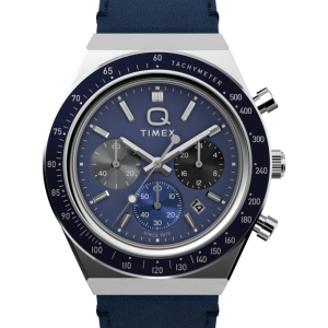 Q Timex Chronograph 40mm Leather Strap Watch
