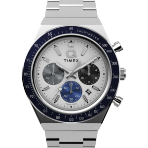 Q Timex Chronograph 40mm Stainless Steel Bracelet Watch