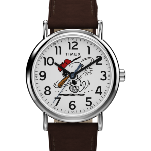 Peanuts x Timex Weekender Baseball 38mm Leather Strap Watch