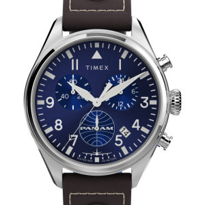 Pan Am x Timex Chronograph 42mm Leather Strap Watch