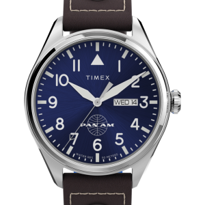 Pan Am x Timex Day-Date 42mm Leather Strap Watch